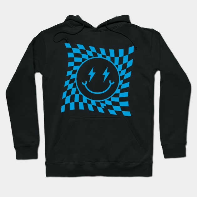 Cyan Electric Smiley Face Hoodie by Taylor Thompson Art